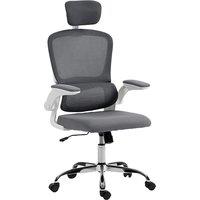 HOMCOM Mesh Back Office Chair, with Lumbar Support - Charcoal Grey