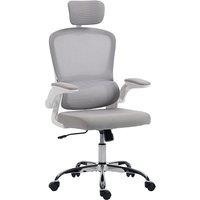 HOMCOM Mesh Back Office Chair, with Lumbar Support - Grey