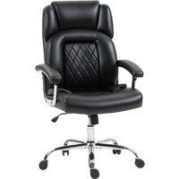 HOMCOM Big and Tall Office Chair 180kg with Spring Cushion, PU Leather - Black