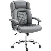 HOMCOM Big and Tall Office Chair 180kg with Spring Cushion, PU Leather - Grey
