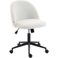 HOMCOM Teddy Fleece Office Chair with Wheels - Cream White