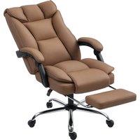 HOMCOM 155 Reclining Faux Leather Swivel Office Chair - Brown