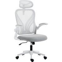 HOMCOM Ergonomic Office Chair with Foldable Backrest, 2D Headrest - Light Grey