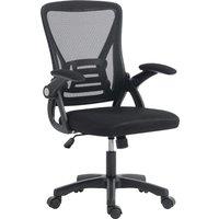 HOMCOM Office Chair, Mesh Desk Chair with Flip-up Armrests, Lumbar Support, Adjustable Height, Black