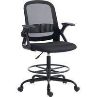 HOMCOM Painting Chair, Mesh Computer Desk Chair with Flip-up Armrests, Black
