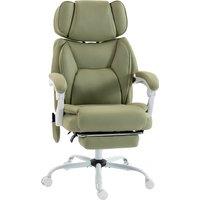 HOMCOM High Back Vibration Massage Office Chair Heated Reclining Computer Chair w/ Adjustable Height, Swivel Wheels, Lime Green