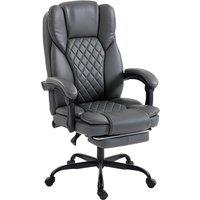 HOMCOM Executive Home Office Chair Reclining Function Footrest Computer Desk Chair High Back, Grey
