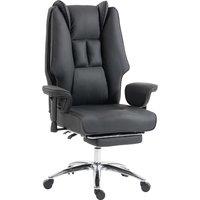 HOMCOM Executive Office Chair, Reclining Desk Chair with Footrest, Adjustable Armrests, Pet Friendly Faux Leather, Black