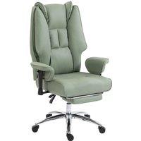 HOMCOM Executive Office Chair, Reclining Desk Chair with Footrest, Adjustable Armrests, Pet Friendly Faux Leather, Green
