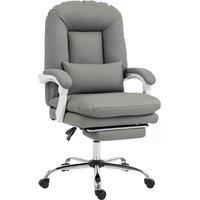 HOMCOM Ergonomic Executive Office Chair, Velvet Reclining Desk Chair with Lumbar Support, Footrest, Plush Thick Cushion, Grey