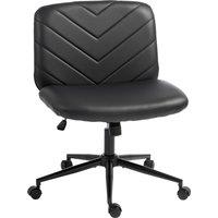 HOMCOM Home Office Desk Chair Height Adjustable Swivel Chair Cross Legged Wide Seat Swivel Wheels Black