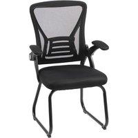HOMCOM Office Chair, Ergonomic Desk Chair No Wheels with Mesh Backrest and Steel Legs for Home Conference Room, Black