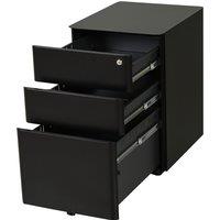 Vinsetto File Cabinet, 3-Drawer Lockable, for Letter/Legal/A4, Steel Office Storage with Wheels, Black Aosom UK