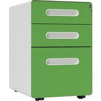 Vinsetto 3 Drawer Filing Cabinet, Steel Lockable File Cabinet with Lock and Wheels, for A4, Letter, Legal Sized Files, Green Aosom UK