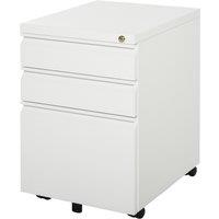 Vinsetto Wooden Cabinet Lockable File Cabinet Mobile Cabinet with 3 Drawers, Storage for Office Equipment, 60H x 39W x 48Dcm, White Aosom UK