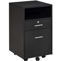 Vinsetto Black Cabinet Mobile Lockable File Cabinet with 2 Drawers, Storage for Office Equipment, 65H x 39W x 40Dcm Aosom UK