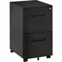 Vinsetto Black Cabinet Mobile Lockable File Cabinet with 2 Drawers, Storage for Office Equipment, 67H x 39W x 48Dcm Aosom UK