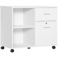 Vinsetto Mobile Filing Cabinet on Wheels, Printer Stand with Open Shelves and Drawers for A4 Documen