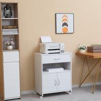 Vinsetto Printer Stand, Mobile Cabinet with Storage, Drawer & Open Shelf, Office Organiser, Whit
