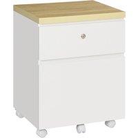 Vinsetto 2-Drawer Filing Cabinet with Lock, Mobile File Cabinet with Hanging Bars for A4 Size and Wheels, Home Office Study, White Aosom UK