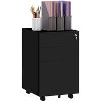Vinsetto 3-Drawer Vertical Filing Cabinet w/ Lock & Pencil Tray, Steel Mobile File Cabinet w/ Adjustable Hanging Bar for A4, Legal Size Aosom UK