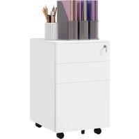 Vinsetto 3-Drawer Vertical Filing Cabinet w/ Lock & Pencil Tray, Steel Mobile File Cabinet w/ Adjustable Hanging Bar for A4 & Letter Size, White