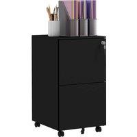 Vinsetto 2-Drawer Vertical Filing Cabinet with Lock, Steel Mobile File Cabinet with Hanging Bar for A4, Legal and Letter Size, Black Aosom UK