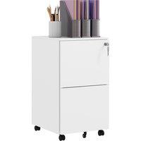 Vinsetto Lockable File Cabinet: Mobile Steel Storage for A4/Legal/Letter Documents, White Aosom UK