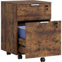 HOMCOM Two-Drawer Lockable Filing Cabinet - Black and Rustic Brown
