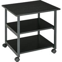 HOMCOM 3-Tier Printer Stand with Storage Shelf, Mobile Printer Table on Wheels, 50 x 50 x 52.5cm Rolling Printer Cart for Office, Black Aosom UK