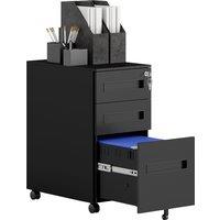 Vinsetto Metal Mobile File Cabinet with Wheels, Lockable 3 Drawer Filing Cabinet for A4, Legal, Letter, Under Desk Office Cabinet with Pre-Assembled Body for Home Office, 30 x 43.5 x 60 cm, Black