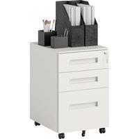 Vinsetto Metal Mobile File Cabinet with Wheels, Lockable 3 Drawer Filing Cabinet for A4, Legal, Letter, Under Desk Office Cabinet with Pre-Assembled Body for Home Office, 39 x 48 x 60 cm, White