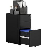 Vinsetto 3-Drawer Steel Filing Cabinet with Lock - Black