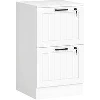 HOMCOM 2 Drawer Filing Cabinet with Lock, Office Storage Cabinet with Adjustable Hanging Bars for A4 Letter Size Files, White