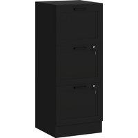 HOMCOM 3 Drawer Filing Cabinet with Lock, Office Storage Cabinet with Adjustable Hanging Bars for A4 Letter Size Files, Black