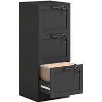 HOMCOM 3-Drawer Filing Cabinet with Lock - Black