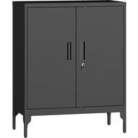 HOMCOM Metal Storage Cabinet with Lock and Adjustable Shelves - Black
