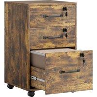 HOMCOM Three Drawer Wood-Effect Filing Cabinet - Rustic Brown
