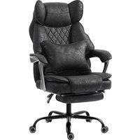 HOMCOM Executive Office Chair, Leathaire Big and Tall Office Chair 180 kg with Wide Seat, Reclining, Lumbar Support, Black