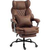 HOMCOM Executive Office Chair, Leathaire Big and Tall Office Chair 180 kg with Wide Seat, Reclining, Lumbar Support, Brown