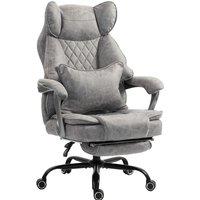 HOMCOM Executive Office Chair, Leathaire Big and Tall Office Chair 180 kg with Wide Seat, Reclining, Lumbar Support, Grey