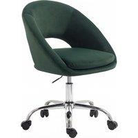 HOMCOM Velvet Desk Chair, Modern Office Chair with Height-Adjustable, Wheels, for Home Study Bedroom, Dark Green