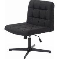 HOMCOM Armless Office Chair, Cross Legged Linen Computer Desk Vanity Chair with Wide Seat, Rocking Function, Black