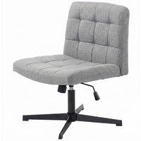 HOMCOM Armless Office Chair, Cross Legged Linen Computer Desk Vanity Chair with Wide Seat, Rocking Function, Grey