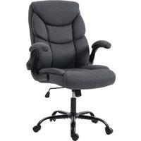 HOMCOM Office Chair, Executive Desk Chair with Flip-up Armrest, Thick Padding, 360 Degree Swivel, Dark Grey