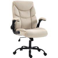 HOMCOM Office Chair, Executive Desk Chair with Flip-up Armrest, Thick Padding, 360 Degree Swivel, Cream White