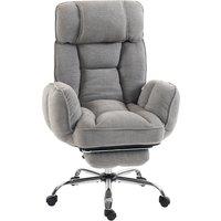 HOMCOM Executive Office Chair Height Adjustable Desk Chair Reclining Flip-up Armrest Footrest, Grey