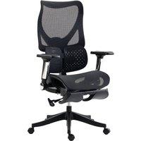 HOMCOM Ergonomic Office Chair with Lumbar Support, Mesh Reclining Desk Chair with Footrest, Adjustable High Back, Black