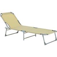 Outsunny Portable Sun Lounger, Adjustable, Oxford Cloth Fabric, Foldable for Easy Storage, Beige