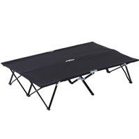 Outsunny Double Camping Cot Bed, with Bag - Black
